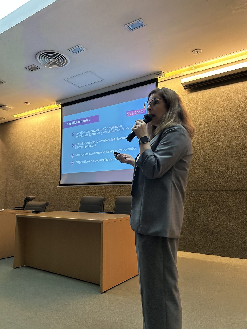 Paula Podestá durante una capacitación docente del programa SUMA